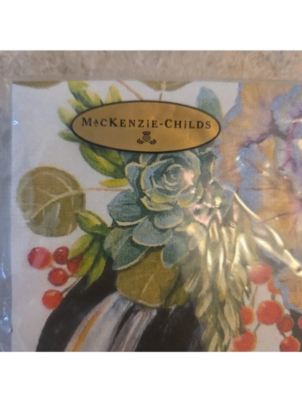 MacKenzie Childs Napkins Pumpkin Autumn Naturals 20 Cocktail Retired NEW